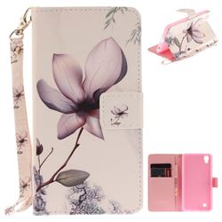 Magnolia Flower Hand Strap Leather Wallet Case for LG X Power LS755 K220DS K220 US610 K450