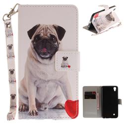 Pug Dog Hand Strap Leather Wallet Case for LG X Power LS755 K220DS K220 US610 K450