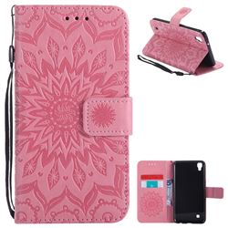 Embossing Sunflower Leather Wallet Case for LG X Power LS755 K220DS K220 US610 K450 - Pink