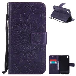 Embossing Sunflower Leather Wallet Case for LG X Power LS755 K220DS K220 US610 K450 - Purple