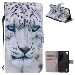 White Leopard PU Leather Wallet Case for LG X Power LS755 K220DS K220 US610 K450