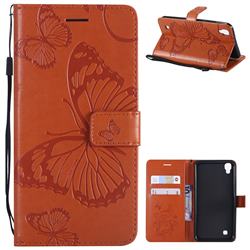 Embossing 3D Butterfly Leather Wallet Case for LG X Power LS755 K220DS K220 US610 K450 - Orange