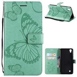 Embossing 3D Butterfly Leather Wallet Case for LG X Power LS755 K220DS K220 US610 K450 - Green