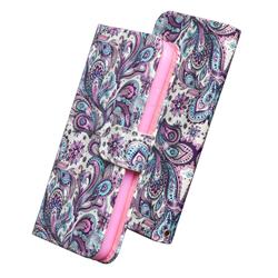 Swirl Flower 3D Painted Leather Wallet Case for LG X Power2