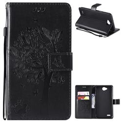 Embossing Butterfly Tree Leather Wallet Case for LG X Power2 - Black
