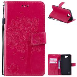 Embossing Butterfly Tree Leather Wallet Case for LG X Power2 - Rose
