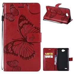 Embossing 3D Butterfly Leather Wallet Case for LG X Power2 - Red