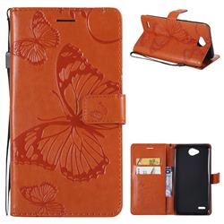 Embossing 3D Butterfly Leather Wallet Case for LG X Power2 - Orange