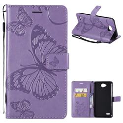 Embossing 3D Butterfly Leather Wallet Case for LG X Power2 - Purple