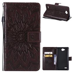 Embossing Sunflower Leather Wallet Case for LG X Power2 - Brown