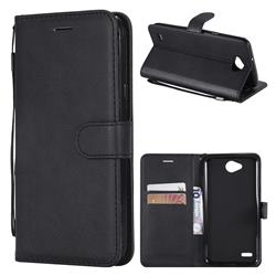 Retro Greek Classic Smooth PU Leather Wallet Phone Case for LG X Power2 - Black