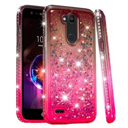 Diamond Frame Liquid Glitter Quicksand Sequins Phone Case for LG X Power 3 - Gray Pink