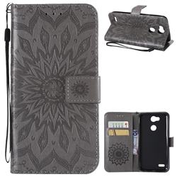 Embossing Sunflower Leather Wallet Case for LG X Power 3 - Gray