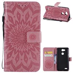 Embossing Sunflower Leather Wallet Case for LG X Power 3 - Pink
