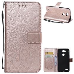 Embossing Sunflower Leather Wallet Case for LG X Power 3 - Rose Gold