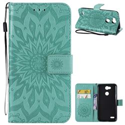 Embossing Sunflower Leather Wallet Case for LG X Power 3 - Green