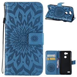 Embossing Sunflower Leather Wallet Case for LG X Power 3 - Blue