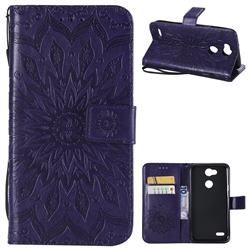 Embossing Sunflower Leather Wallet Case for LG X Power 3 - Purple