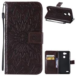 Embossing Sunflower Leather Wallet Case for LG X Power 3 - Brown