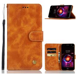 Luxury Retro Leather Wallet Case for LG X Power 3 - Golden