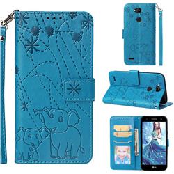 Embossing Fireworks Elephant Leather Wallet Case for LG X Power 3 - Blue