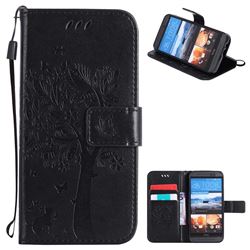 Embossing Butterfly Tree Leather Wallet Case for HTC One M9 - Black