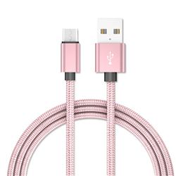1m Metal Weaving Micro USB Data Charging Cable for Samsung Sony LG Huawei Xiaomi Phones - Rose Gold