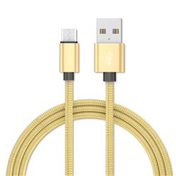 1m Metal Weaving Micro USB Data Charging Cable for Samsung Sony LG Huawei Xiaomi Phones - Golden