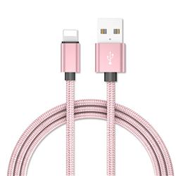 1m Metal Weaving 8 Pin Data Charging Cable for Apple iPhone - Rose Gold