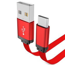 1m Metal Noodle Sawtooth Type-c Data Charging Cable - Red