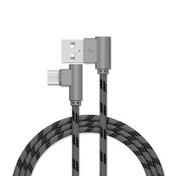 90 Degree Angle Nylon Micro USB Data Charging Cable - Gray / 1m