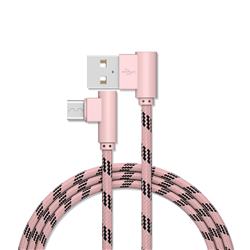 90 Degree Angle Nylon Micro USB Data Charging Cable - Pink / 1m