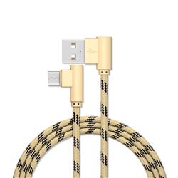 90 Degree Angle Nylon Micro USB Data Charging Cable - Golden / 1m