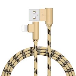 90 Degree Angle Nylon Apple 8 Pin Data Charging Cable - Golden / 1m