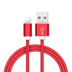 1m Metal Head Candy Soft 8 Pin Data Charging Cable for Apple iPhone - Red