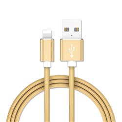 1m Metal Head Candy Soft 8 Pin Data Charging Cable for Apple iPhone - Golden