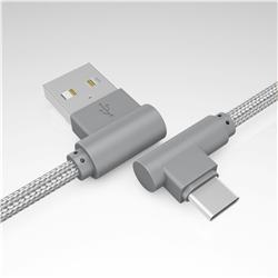 90 Degree Angle Weaving Type-c Data Charging Cable - 1m / Silver