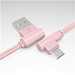 90 Degree Angle Weaving Type-c Data Charging Cable - 1m / Rose Gold
