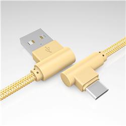 90 Degree Angle Weaving Type-c Data Charging Cable - 1m / Golden