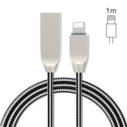 1m Metal Candy Soft Apple 8 Pin Data Charging Cable 8Pin to USB A Cable - Black