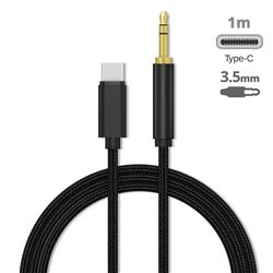 Audio Jack 3.5mm Male to Type-C Male Cable USB C to 3.5mm Jack Cable - 1m Black