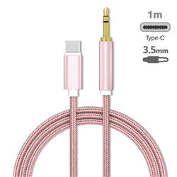 Audio Jack 3.5mm Male to Type-C Male Cable USB C to 3.5mm Jack Cable - 1m Rose Gold