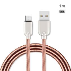 1m Metal U Sharp Zinc Alloy Spring Micro USB Data Charging Cable MicroUSB to USB A Cable - Rose Gold