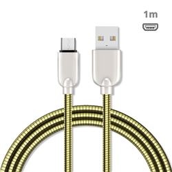 1m Metal U Sharp Zinc Alloy Spring Micro USB Data Charging Cable MicroUSB to USB A Cable - Golden