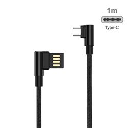 90 Degree Angle Metal Type-c Data Charging Cable - 1m / Black