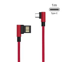 90 Degree Angle Metal Type-c Data Charging Cable - 1m / Red