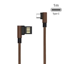 90 Degree Angle Metal Type-c Data Charging Cable - 1m / Brown