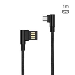 90 Degree Angle Metal Micro USB Data Charging Cable - 1m / Black