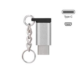 Keychain Aluminum Alloy Micro USB Female to Type-C Male Connector Adapter - Silver