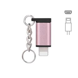 Keychain Aluminum Alloy Micro USB Female to 8 Pin Male Connector Adapter - Rose Gold